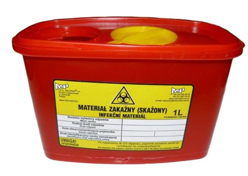 Pojemnik na odpady medyczne 1l prostokątny