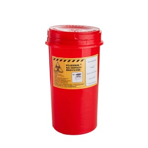 Czerwony pojemnik na odpady medyczne - pojmeność 2,0l
