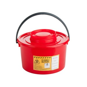 Okrągły pojemnik na odpady medyczne w kolorze czerwonym - pojemność 3,5l