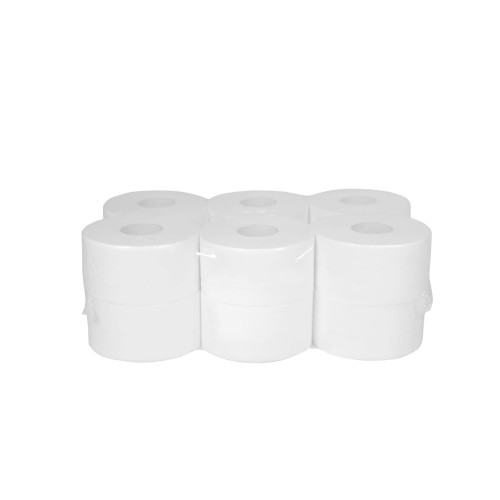Papier toaletowy Jumbo mini-19 w kolorze białym - 12 sztuk
