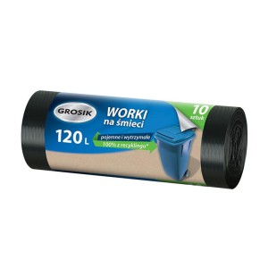 Worki Grosik LDPE 120l w kolorze czarnym mocne (70x110cm) - 10 sztuk