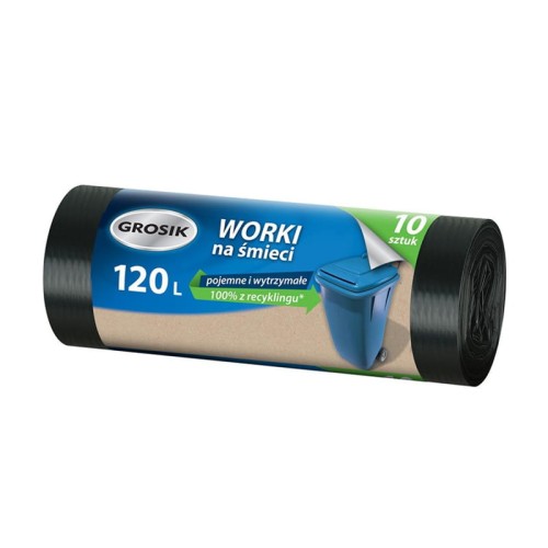 Worki Grosik LDPE 120l w kolorze czarnym mocne (70x110cm) - 10 sztuk