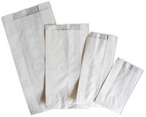 Papierowa torebka fałdowana w kolorze białym 100x55x250mm - 1000 sztuk