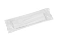 Zestaw serwetka + nóż + widelec w kolorze białym konfekcja - 350 sztuk