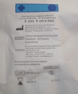 Kompres gazowy jałowy 17N-8W '3szt. TRANS-MED