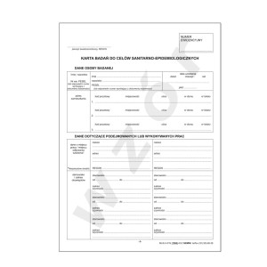Karta badania do celów sanitarno-epidemiologicznych Mz/E-II-01N 