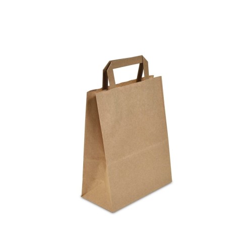 Torba papierowa z płaskim uchwytem 260x165x330mm - brązowa