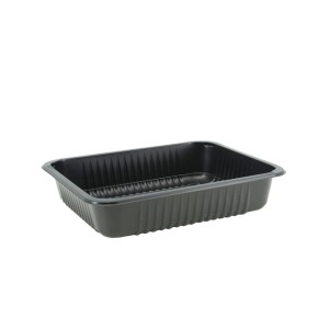 Pojemnik do zgrzewu 227x178x50 czarny 1-dzielny żebrowany - 50 sztuk