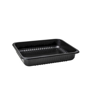 Pojemnik do zgrzewu 227x178x40 czarny 1-dzielny żebrowany - 50 sztuk