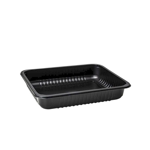 Pojemnik do zgrzewu 227x178x40 czarny 1-dzielny żebrowany - 50 sztuk