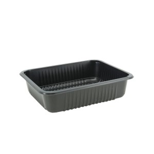 Pojemnik do zgrzewu 227x178x60 czarny 1-dzielny żebrowany - 80 sztuk