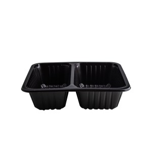 Pojemnik do zgrzewu 227x178x60 czarny 2-dzielny żebrowany - 80 sztuk
