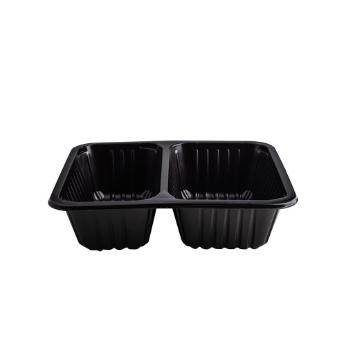 Pojemnik do zgrzewu 227x178x60 czarny 2-dzielny żebrowany - 80 sztuk