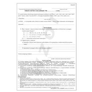 Orzeczenie lekarskie kierowcy załącznik nr 9 Gm-23997